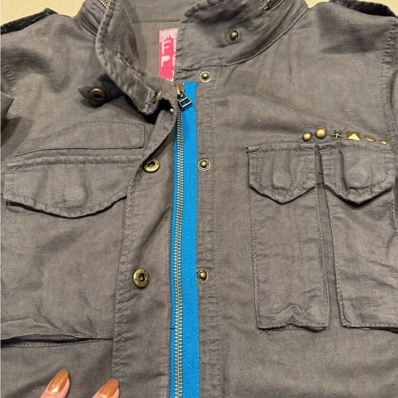 Vintage Free People Gray Utility Jacket with Stand-Up Collar - Picture 5 of 9